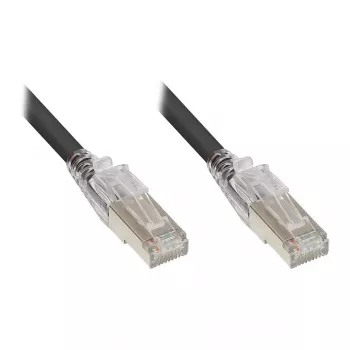 GoodConnections RNS® patchkábel reteszhéjjal és rögzítéssel, Cat. 6A, S/FTP, PiMF, halogénmentes (LSZH), 500 MHz, fekete, 2 m