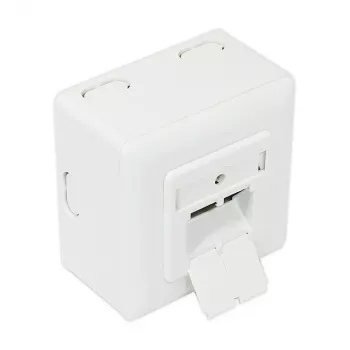 GoodConnections Cat.6 hálózati aljzat, 2xRJ45, árnyékolt, felszíni, függőleges kábelbevezetés, jelzőfehér RAL9003 (GC-N0026)