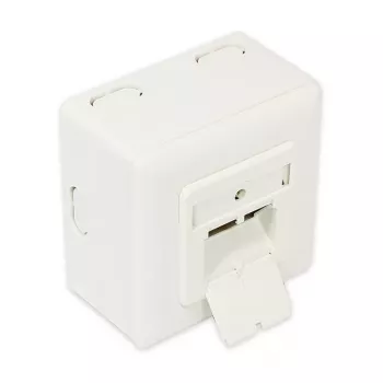 GoodConnections Cat.6 hálózati fali csatlakozóaljzat, 2xRJ45, árnyékolt, felszíni, gyöngyfehér RAL1013, GC-N0027