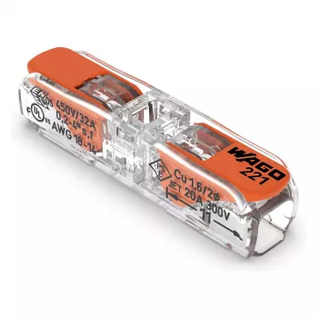 WAGO 221-2411 inline toldó csatlakozó 2 vezetékes 4 mm² 60-as csomag