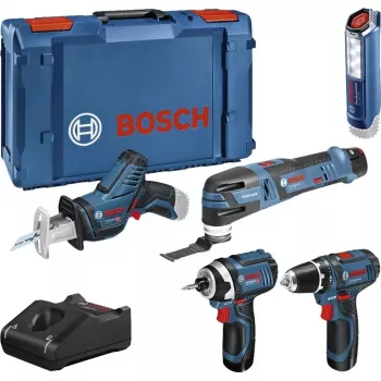 Bosch Power Tools 12V 5 részes szerszámkészlet GOP + GSR + GDR + GSA + GLI (kék, 3x Li-Ion 2,0 Ah akkumulátor)