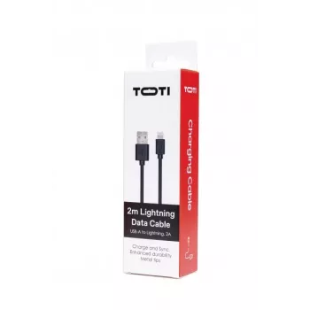 SEEK TOTI USB-A – Lightning, 2m PVC adatkábel 2A (non-MFI), fekete