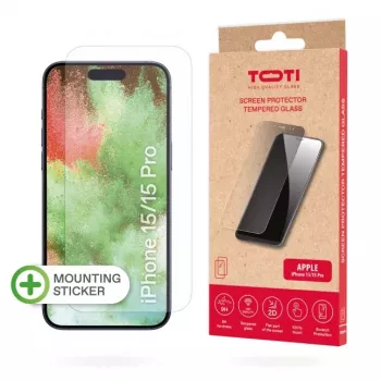 TOTI Tempered Glass 2D képernyővédő Full Cover iPhone 15/15 Pro készülékhez, átlátszó