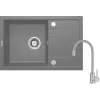 DEANTE Granite Composite 1-Bowl Kitchen Sink with Faucet and Drainer, Black, 780x435 mm