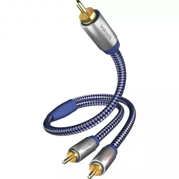 in-akustik Premium Y mélynyomó kábel - 2x RCA apa 1x RCA apa, 3,0 m, fekete
