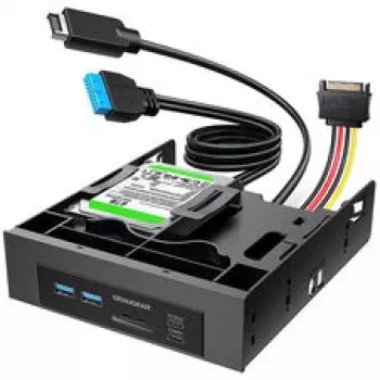 GRAUGEAR USB hub + kártyaolvasó előlap 2,5 inch SSD-kerettel, fekete