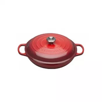 Le Creuset Signature öntöttvas serpenyős tepsi lapos 30 cm cseresznyepiros