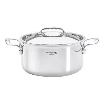 De Buyer Affinity nyeles lábos rozsdamentes acélból fedővel 24 cm
