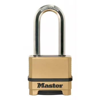 Master Lock 175EURDLH újraállítható 4 számjegyű kombinációs lakat, tömör cink test, edzett acél hosszú kengyel, 50mm test szélesség, 8mm kengyel átmérő, 63mm függőleges hézag, 24mm vízszintes hézag, beltéri/kültéri használat