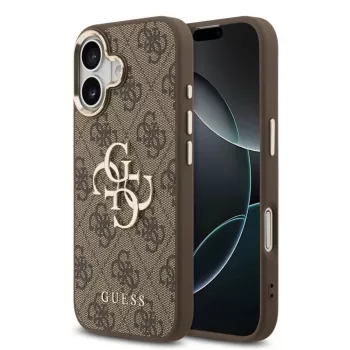 GUESS kemény tok 4G Metal Logo barna Apple iPhone 17-hez