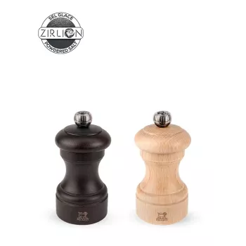 Peugeot Bistro bors- és sóőrlő készlet 10 cm Duo természetes és csokoládé