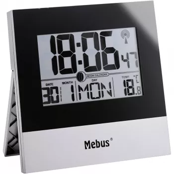 Mebus 41787 rádióvezérelt falióra, ezüst/fehér, 30 cm, DCF77