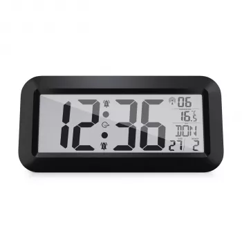 MEBUS 14116 rádióvezérlésű falióra nagy LCD-kijelzővel, fekete