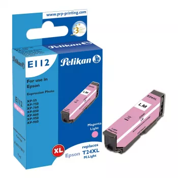 Pelikan E112 kompatibilis tintapatron világosbíbor High Yield (XL) Epson Expression Photo XP-55/XP-750/XP-760/XP-850/XP-860/XP-950/XP-960 (1 darabos csomag)