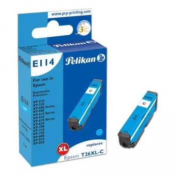 Pelikan E114 kompatibilis tintapatron cián High Yield (XL) Epson Expression Premium XP-510, XP-520, XP-600 sorozat, XP-700 sorozat, XP-800 sorozathoz