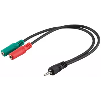 Goobay 3,5 mm-es jack adapterkábel, 4 pólusú TRRS dugó 3 pólusú TRS aljzatra, 15 cm, fekete