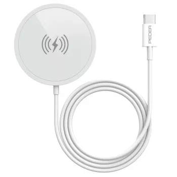 PEDEA vezeték nélküli mágneses töltőpad 15W – USB-C, ezüst/fehér
