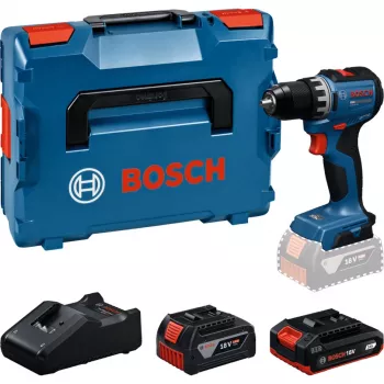 BOSCH GSR18V-52 akkus fúró-csavarozó 2 akkumulátorral 18 Volt 4,0 Ah és 2,0 Ah L-BOXX-ban (kiskereskedelem)