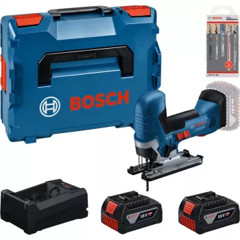 BOSCH PowerTools akkus szúrófűrész-készlet 2 db 5,0 Ah akkuval, gyorstöltővel és szúrófűrészlap-készlettel L-BOXX-ban (Boxed)