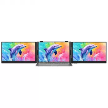 BLACKVIEW DCM8 Pro Dual 15,3 inch hordozható IPS monitor, 2x Full HD, 60 Hz, USB-C, Mini HDMI, beépített hangszórók, HDR10, összecsukható