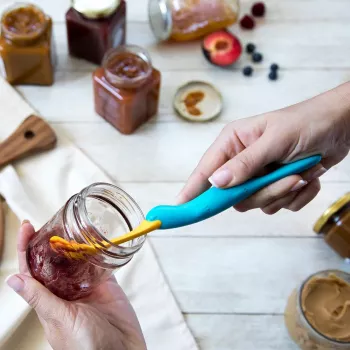 OTOTO Splatypus hasított serpenyőspatula és lapát - fekete narancssárga díszítéssel - élelmiszer-biztonságos nylon és szilikon