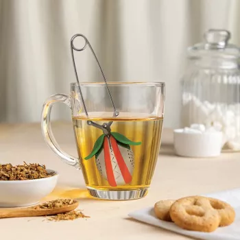 OTOTO Tea Trap tea tojás - zöld/piros - rozsdamentes acél és műanyag - 160 mm