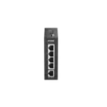 D-Link DIS-100E-05 ipari nem menedzselt Ethernet switch, 5x 10/100Base-TX, DIN-sínre szerelhető, IP30