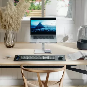 ALOGIC Elite alumínium laptop állvány vezeték nélküli töltővel - fehér