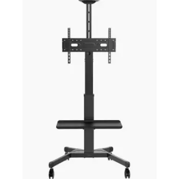 Vision VFM-F26W Mobile Display Floor Stand - Height Adjustment for One Person - Steel Stand Fits 55-100 inch Displays with VESA up to 800x600 - Crank Handle Height Adjustment - Tilt Adjustment - Large Shelf for Laptop or Videobar Included