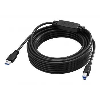 VISION 10 m USB 3.0 aktív hosszabbító kábel – nikkelezett csatlakozók – 5 Gbps – USB A – USB B – fekete