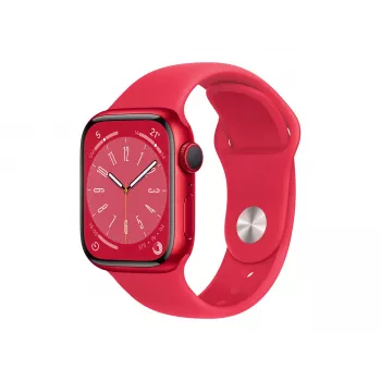 Apple Watch Series 8 (GPS) - (PRODUCT)RED - 41 mm - piros alumínium - okosóra sport szíjjal - fluorelasztomer - piros - normál szíjméret - 32 GB - Wi-Fi, Bluetooth - 32 g (MNP73FD/A)