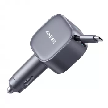 Anker Nano autós töltő (75 W, USB-C csatlakozó, beépített visszahúzható USB-C kábel)