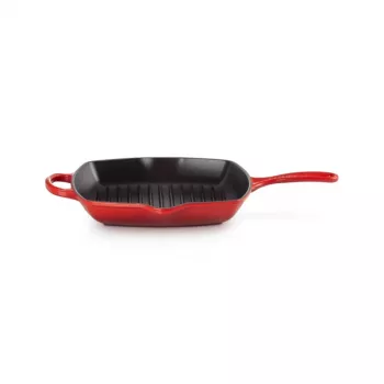 Le Creuset öntöttvas grillserpenyő, négyzetes, 26 cm, meggypiros