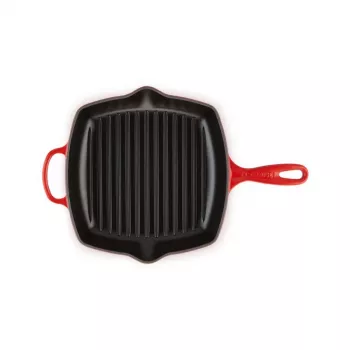 Le Creuset öntöttvas grillserpenyő, négyzetes, 26 cm, meggypiros