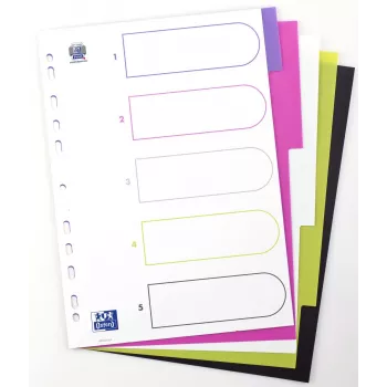 Oxford myColour A4 teljes formátumú üres osztólapok 5 részes, színes, válogatott