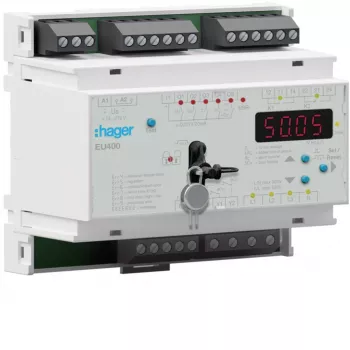 Hager EU400 hálózatvédelmi relé NA-védelem VDE AR-N 4105 24 V AC/DC