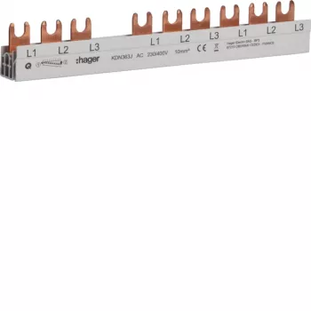 Hager KDN363J 3 pólusú fázissín villa-csatlakozással 10mm² 63A 10 modul
