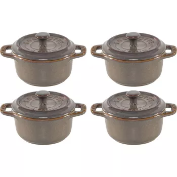 Staub Mini Cocotte készlet 4 részes kerámia kerek antikszürke 10 cm