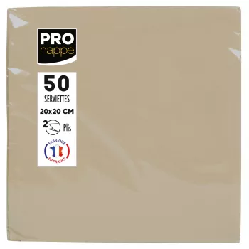 PROnappe papírszalvéta bézsbarna 2 rétegű 20 x 20 cm 50 darabos csomag