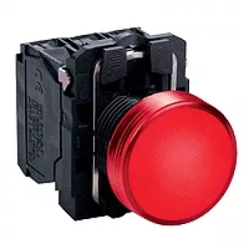Schneider Electric XB5AVB4 világító nyomógomb, 22 mm, 24 V AC/DC, piros LED, 1 NO, IP66