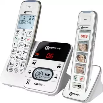 Geemarc PACK Mobility 295 vezeték nélküli szenior telefon üzenetrögzítővel, fotótárcsázó gombokkal, háttérvilágított kijelzővel, fehér