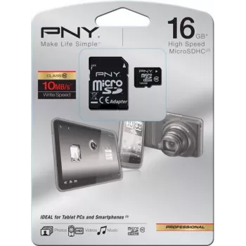 PNY Technologies HP High Performance MicroSDHC-kártya 16 GB Class 10 U1 SD-adapterrel