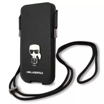 Karl Lagerfeld Saffiano Ikonik merev tok Apple iPhone 12 Pro Max készülékhez, fekete