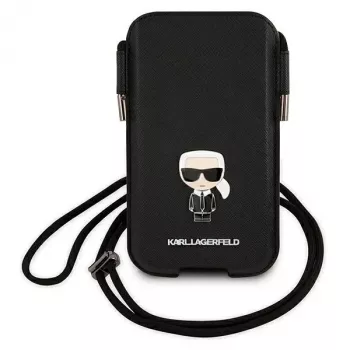 Karl Lagerfeld Saffiano Ikonik merev tok Apple iPhone 12 Pro Max készülékhez, fekete