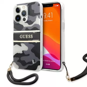 Guess GUHCP13LKCABBK merev tok iPhone 13 Pro / 13 6,1 inch készülékhez fekete Camo Strap Collection