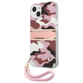 Guess GUHCP13MKCABPI merev tok iPhone 13 / 14 / 15 6,1 inch készülékhez rózsaszín Camo Strap Collection