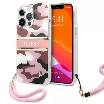 Guess Camo Strap Collection merev tok Apple iPhone 13 Pro / iPhone 13 készülékhez, rózsaszín