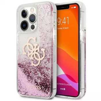 Guess GUHCP13XLG4GPI merev tok Apple iPhone 13 Pro Max 6,7 inch készülékhez rózsaszín Liquid Glitter 4G Big