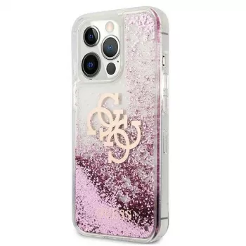 Guess GUHCP13XLG4GPI merev tok Apple iPhone 13 Pro Max 6,7 inch készülékhez rózsaszín Liquid Glitter 4G Big