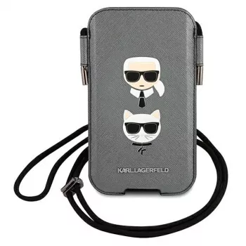 Karl Lagerfeld Ikonik Saffiano merev tok Apple iPhone 12 / 12 Pro 6,1 inch készülékhez szürke